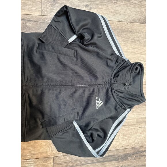 Adidas Infant Black Tracksuit Jacket 12M With White Stripes & Logo - Picture 3 of 4